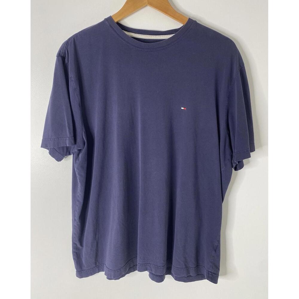Tommy Hilfiger T Shirt Mens Size Large Blue Casual Short Sleeve Adult